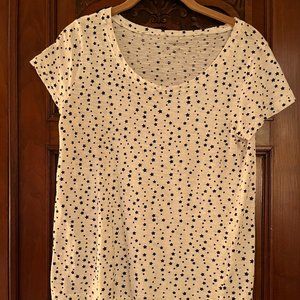 Workshop White Tee Shirt with Blue Stars Size P/M